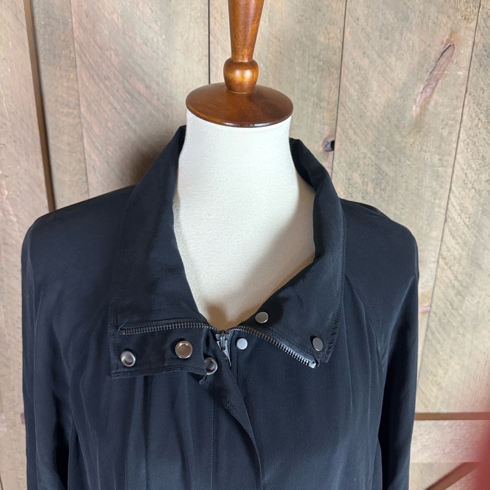 Eileen Fisher black crepe de chine silk bomber jacket Size XL - Picture 4 of 13